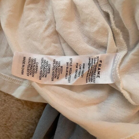 Frame Long Sleeve Raglan Tee in Sky Blue Multi | Women’s Size Small - Picture 5 of 5